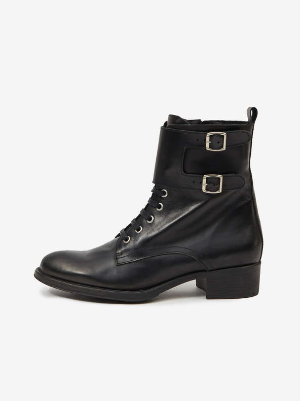 Ojju Schwarze Damenstiefeletten aus Leder OJJU