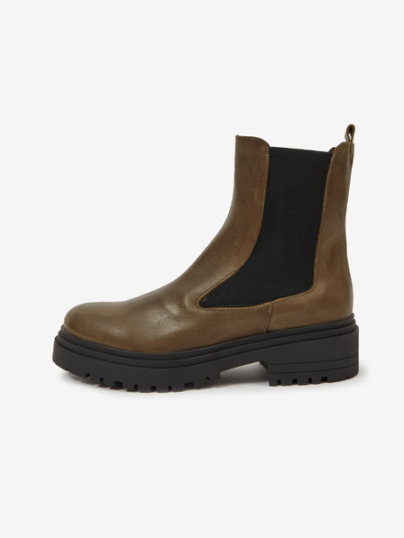Ojju Khakifarbene Damenstiefeletten aus Leder OJJU