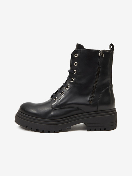 Ojju Schwarze Damenstiefeletten aus Leder OJJU