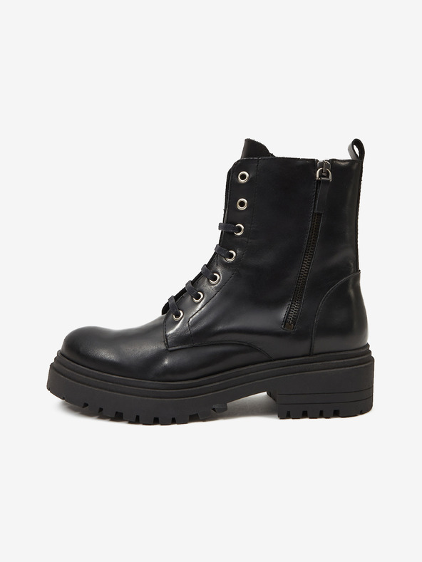 Ojju Schwarze Damenstiefeletten aus Leder OJJU