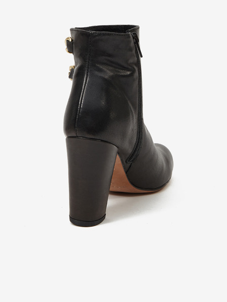 Ojju Schwarze Damenstiefeletten aus Leder mit Absatz OJJU