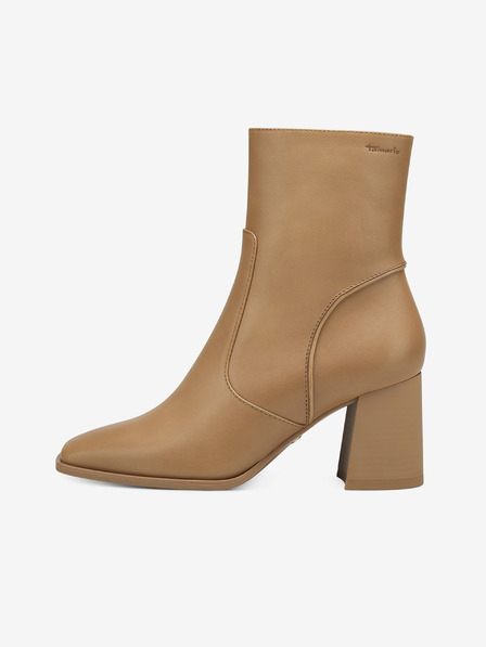 Tamaris Hellbraune Lederstiefeletten mit Absatz Tamaris