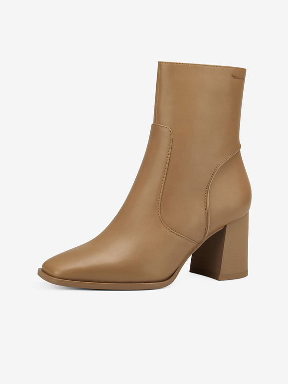Tamaris Hellbraune Lederstiefeletten mit Absatz Tamaris