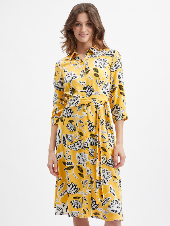 Orsay Gelbes geblümtes Damenkleid ORSAY