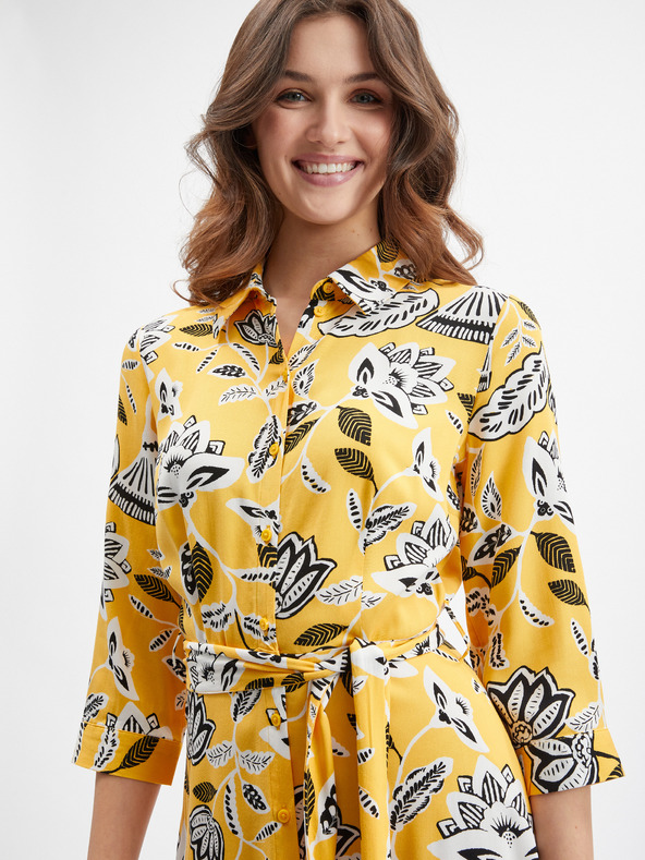 Orsay Gelbes geblümtes Damenkleid ORSAY