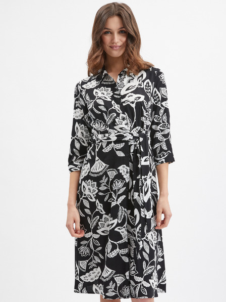 Orsay Schwarzes Damen-Blumenkleid ORSAY