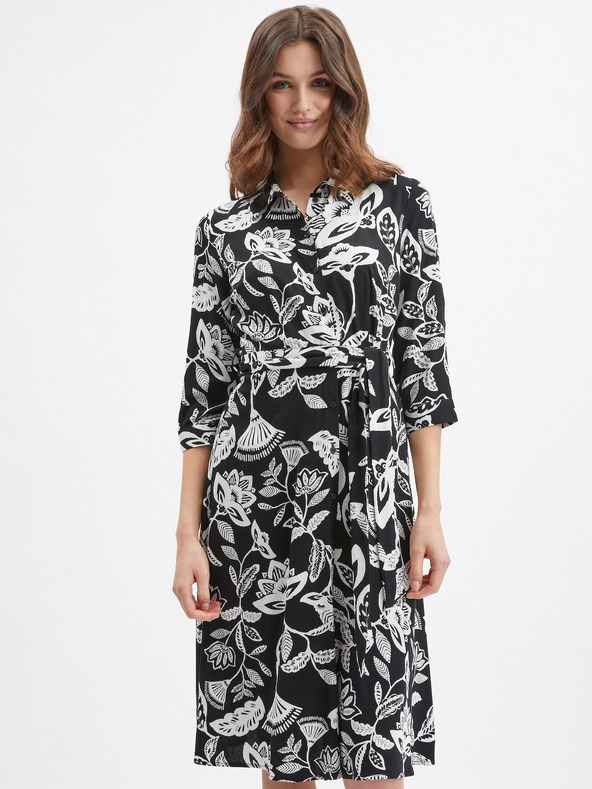 Orsay Schwarzes Damen-Blumenkleid ORSAY