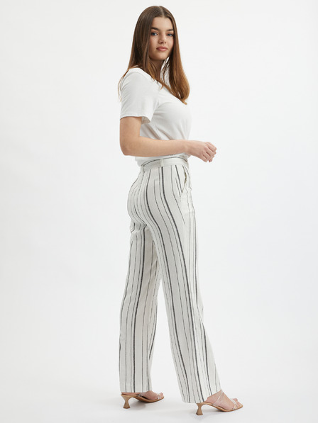 Orsay Weiße gestreifte Damen-Leinenhose ORSAY