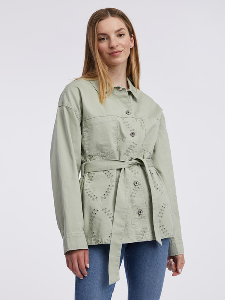 Orsay Hellgrüne gemusterte Damen-Jeansjacke ORSAY