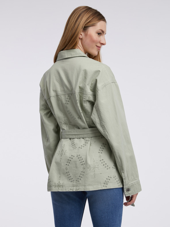 Orsay Hellgrüne gemusterte Damen-Jeansjacke ORSAY