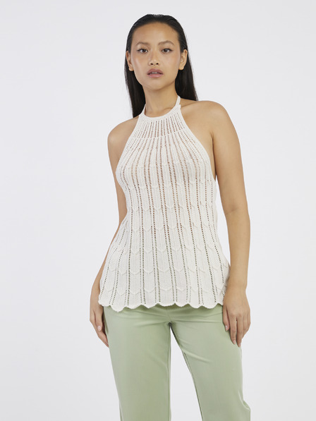 ONLY Cremefarbenes gemustertes Damen-Strick-Tank-Top ONLY Freja