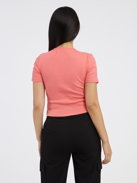 Noisy May Korallfarbenes Damen-Basic-Shirt Noisy May Maya