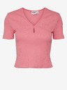 Noisy May Korallfarbenes Damen-Basic-Shirt Noisy May Maya
