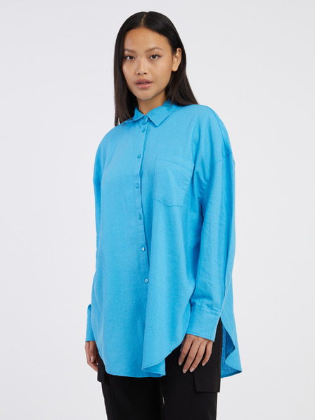 ONLY Blaues Damen-Leinenhemd ONLY Corina