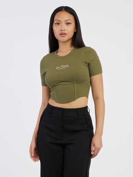 ONLY Khakifarbenes Damen-Crop-Top ONLY Lola