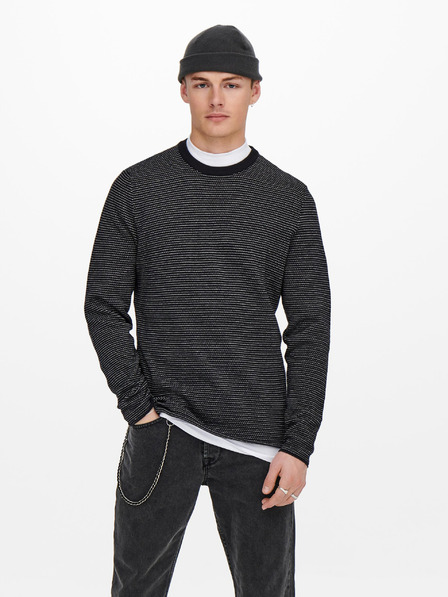 ONLY & SONS Dunkelblauer gerippter Pullover ONLY & SONS Niguel
