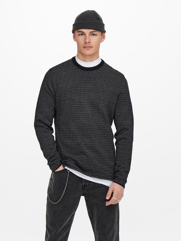 ONLY & SONS Dunkelblauer gerippter Pullover ONLY & SONS Niguel