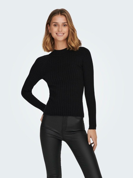 Jacqueline de Yong Schwarzer gerippter Damenpullover JDY Magda