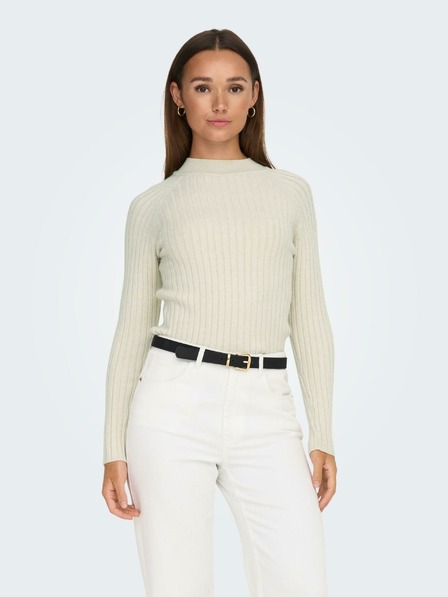 Jacqueline de Yong Cremefarbener gerippter Damenpullover JDY Magda
