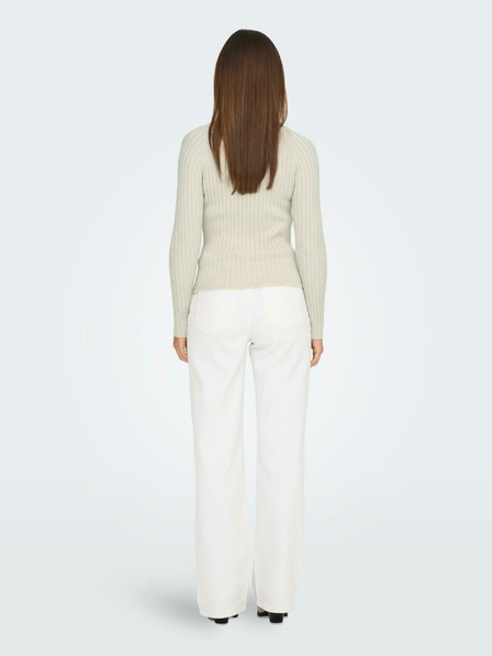Jacqueline de Yong Cremefarbener gerippter Damenpullover JDY Magda
