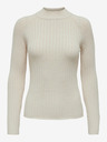 Jacqueline de Yong Cremefarbener gerippter Damenpullover JDY Magda