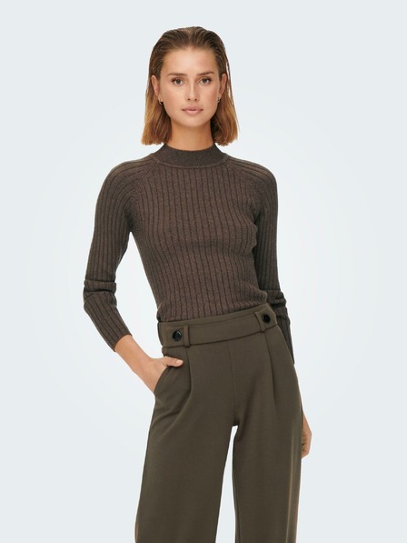 Jacqueline de Yong Brauner JDY Magda Damen Pullover mit Rippenmuster