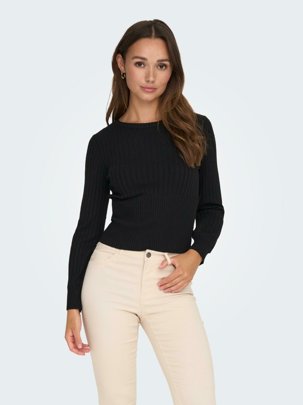 Jacqueline de Yong Schwarzer Damen-Rippenpullover JDY Prime