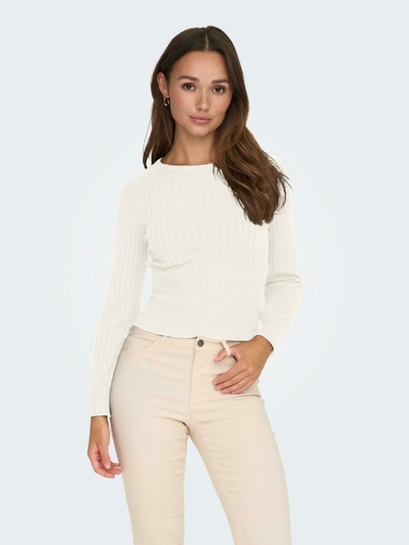 Jacqueline de Yong Weißer Damen-Rippenpullover JDY Prime