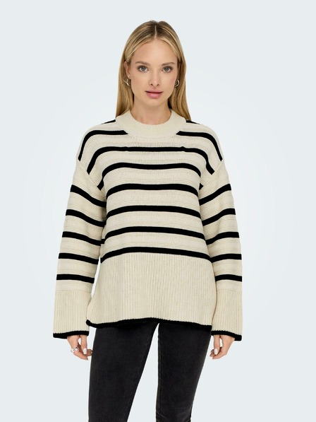 ONLY Schwarz-beige gestreifter Damenpullover ONLY Sia