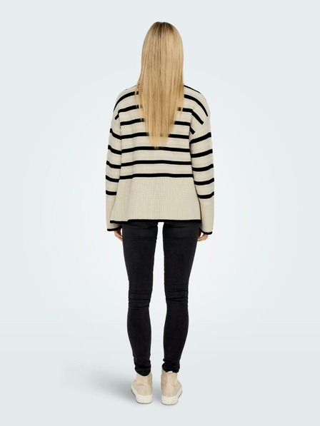 ONLY Schwarz-beige gestreifter Damenpullover ONLY Sia