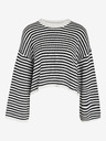 Noisy May Weiß-schwarz gestreifter Damen-Crop-Top-Pullover Noisy May Lony