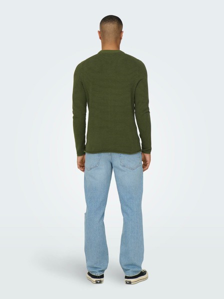 ONLY & SONS Khakifarbener Herren-Rippenpullover ONLY & SONS Niguel