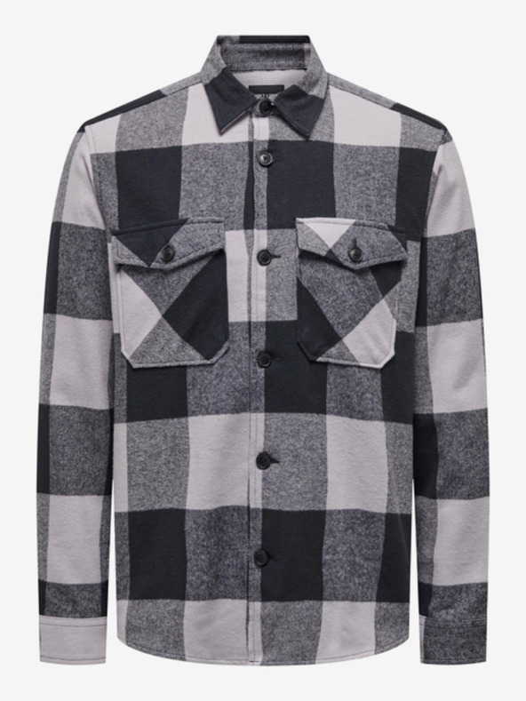 ONLY & SONS ONLY & SONS Milo blau/grau kariertes Flanellhemd für Herren