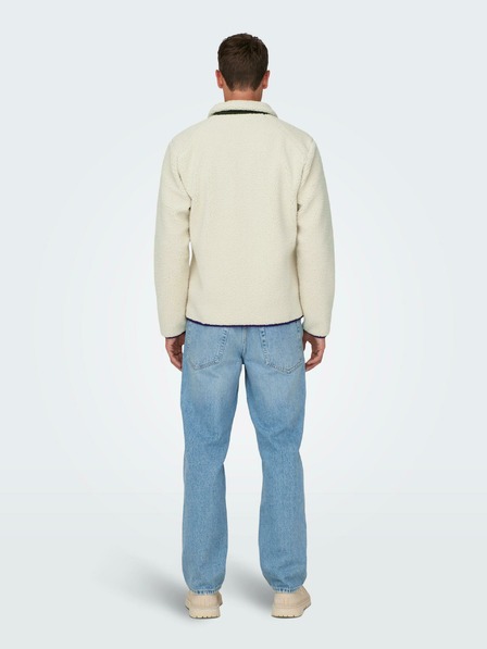 ONLY & SONS Cremefarbene Herren-Kunstpelzjacke ONLY & SONS Dallas