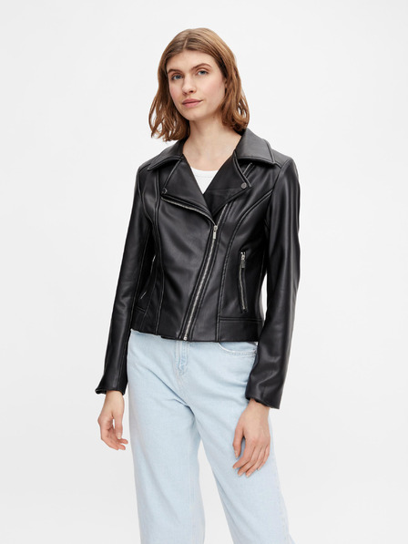Pieces Schwarze Damen-Lederjacke Pieces Fioa
