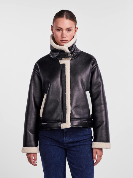 Pieces Schwarze Damen Lederjacke Pieces Janelle