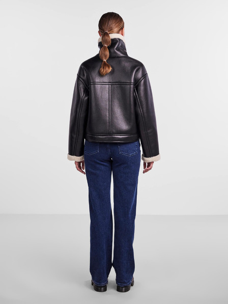 Pieces Schwarze Damen Lederjacke Pieces Janelle