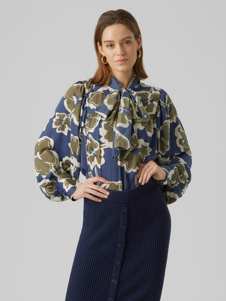 AWARE by VERO MODA Grün und blau geblümte Damenbluse AWARE by VERO MODA Grayce