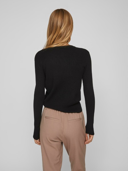 Vila Schwarzer Damen-Rippstrickpullover VILA Comfy