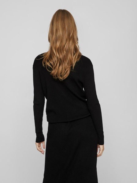 Vila Schwarze Damen-Rippenstrickjacke VILA Comfy