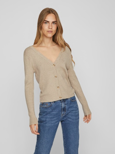 Vila Beige Damen-Rippenstrickjacke VILA Comfy