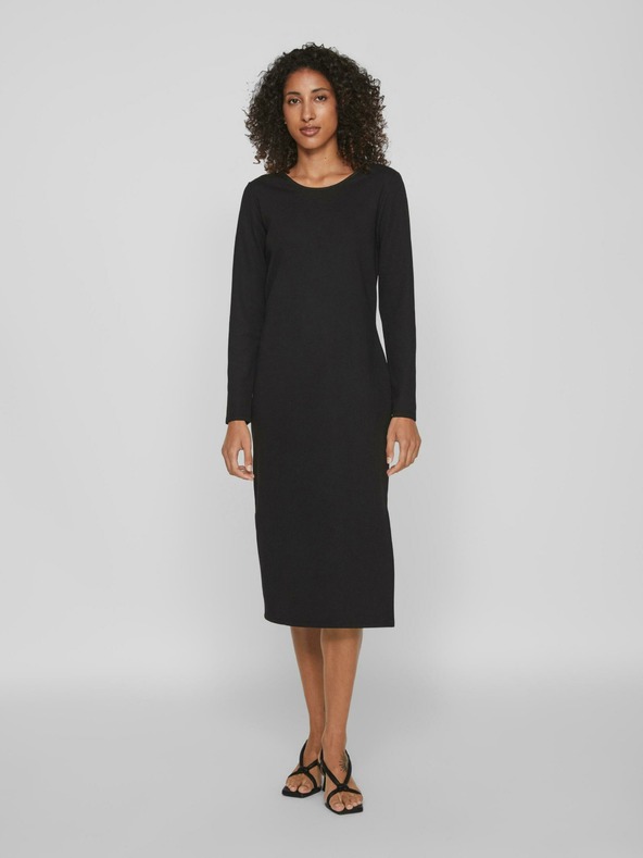 Vila Schwarzes Damen-Midikleid VILA Armerone