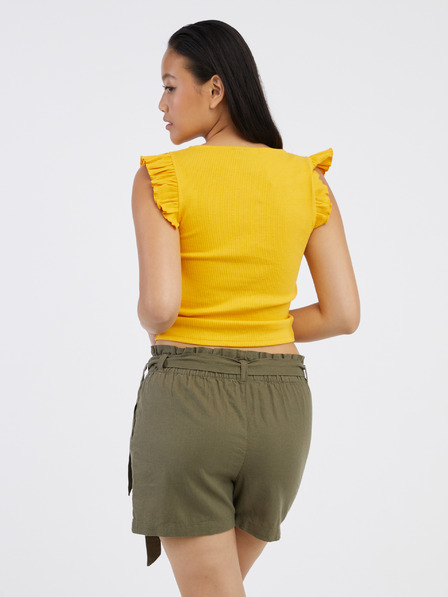 Pieces Gelbes kurzes Damen-T-Shirt Pieces Tegan