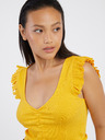 Pieces Gelbes kurzes Damen-T-Shirt Pieces Tegan