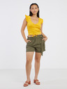 Pieces Gelbes kurzes Damen-T-Shirt Pieces Tegan