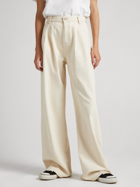 Pepe Jeans Cremefarbene Damenjeans mit weitem Bein Pepe Jeans Cecilia