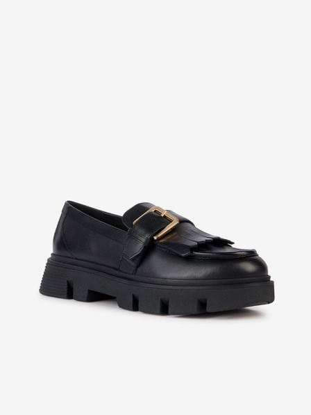 Geox Schwarze Damen Leder Plateau-Slipper Geox Vilde