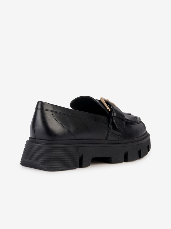 Geox Schwarze Damen Leder Plateau-Slipper Geox Vilde