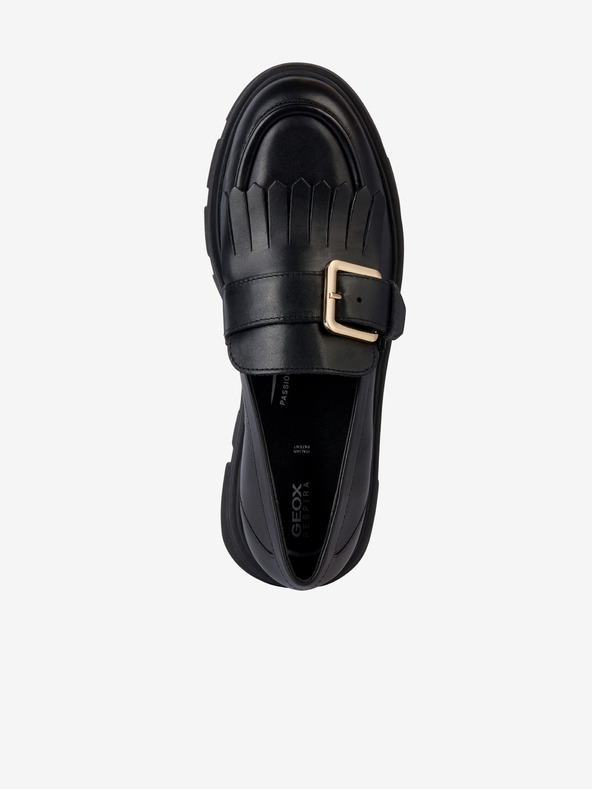 Geox Schwarze Damen Leder Plateau-Slipper Geox Vilde