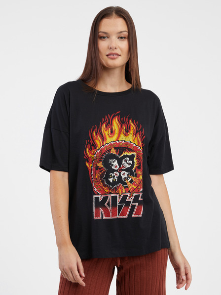 Noisy May Schwarzes Damen Kurzarm T-Shirt Noisy May Ida Kiss